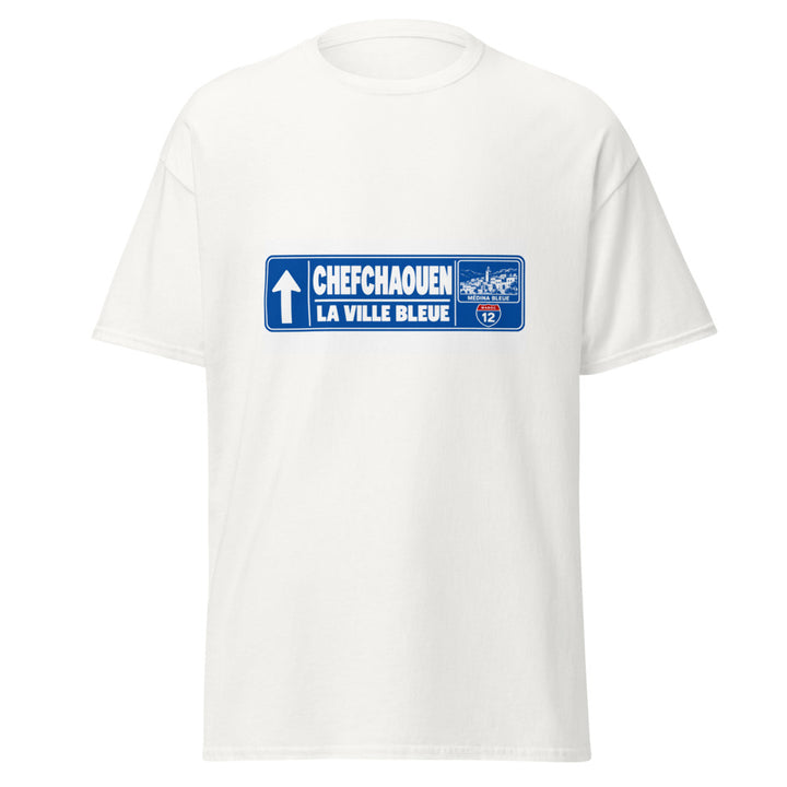 T-shirt Chefchaouen Maroc – Édition Passeport — vue de face, t-shirt seul — Bled Eleven