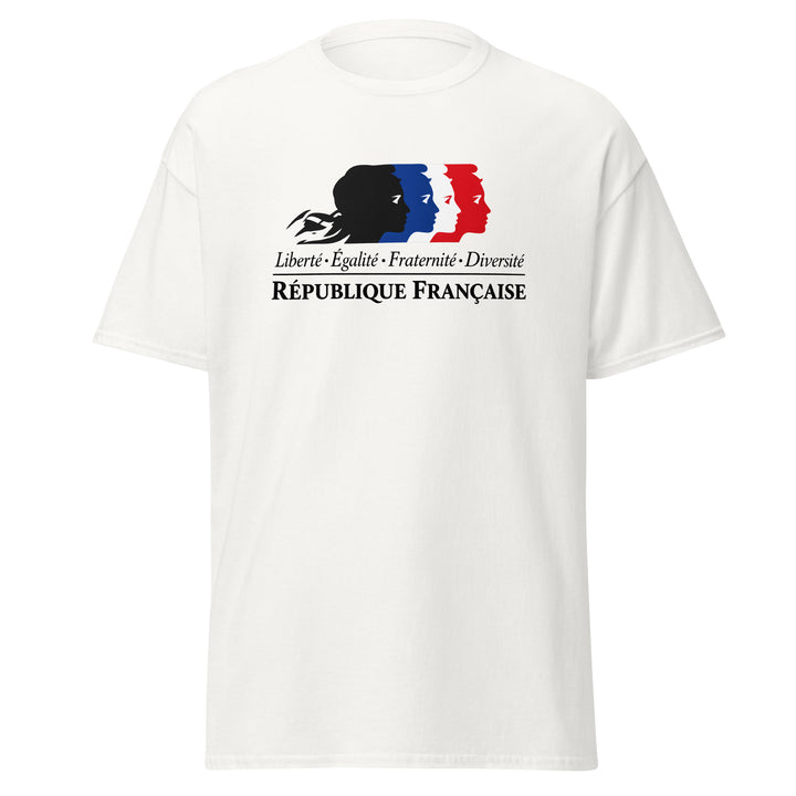 T-shirt « Liberté Égalité Fraternité Diversité » République Française — vue de face, t-shirt seul — Bled Eleven
