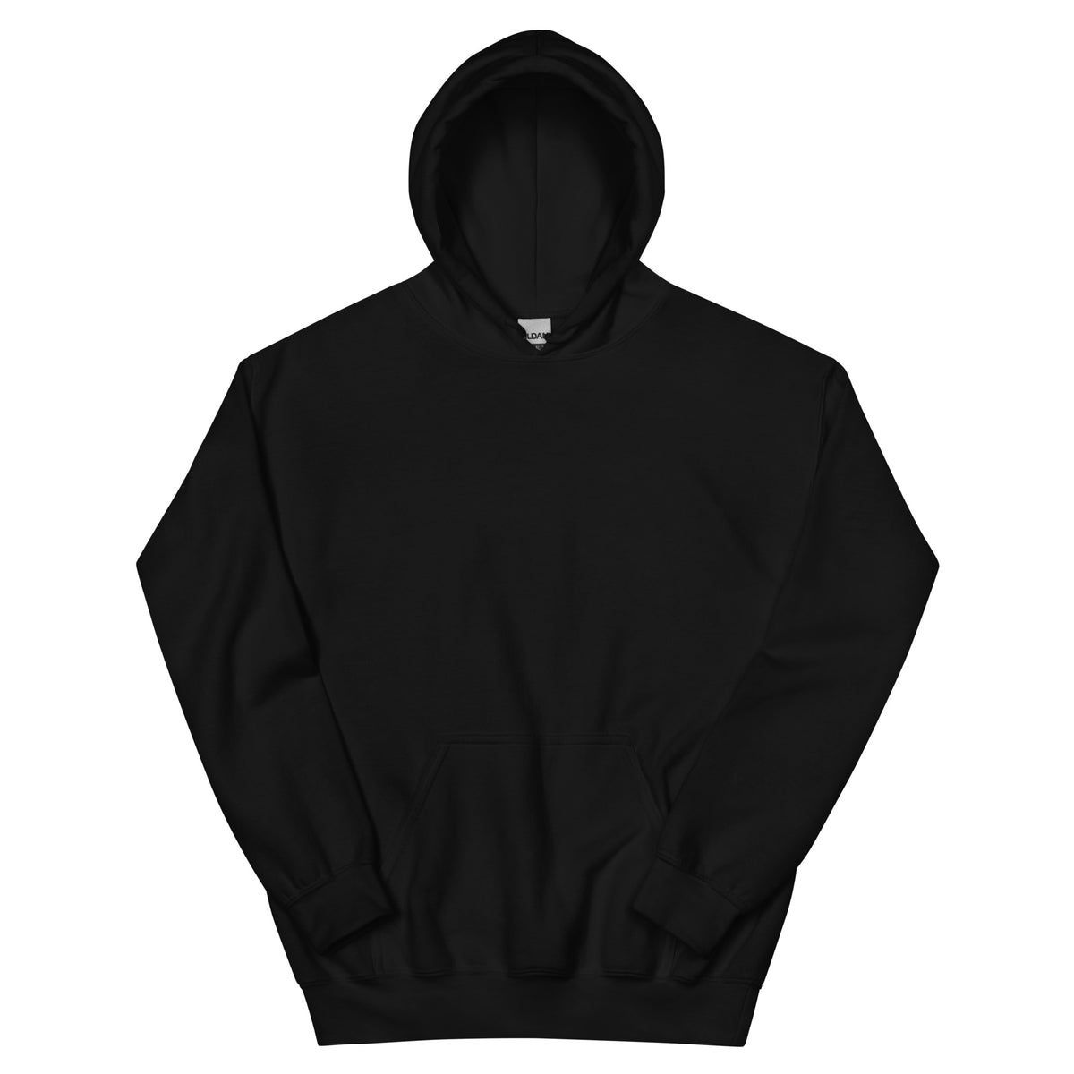 Devant du pull : noir, sobre, capuche et poche kangourou