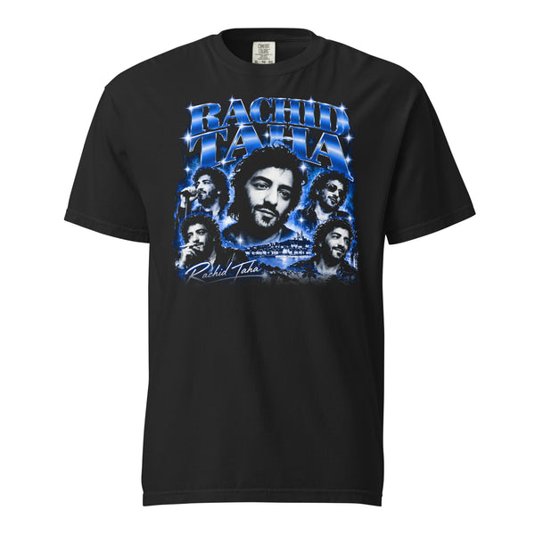 T-shirt Rachid Taha « Raï Rock » – Noir — vue de face, t-shirt seul — Bled Eleven