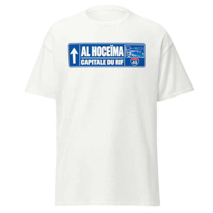 T-shirt Al Hoceïma Maroc – Édition Passeport, « Capitale du Rif » — vue de face, t-shirt seul — Bled Eleven