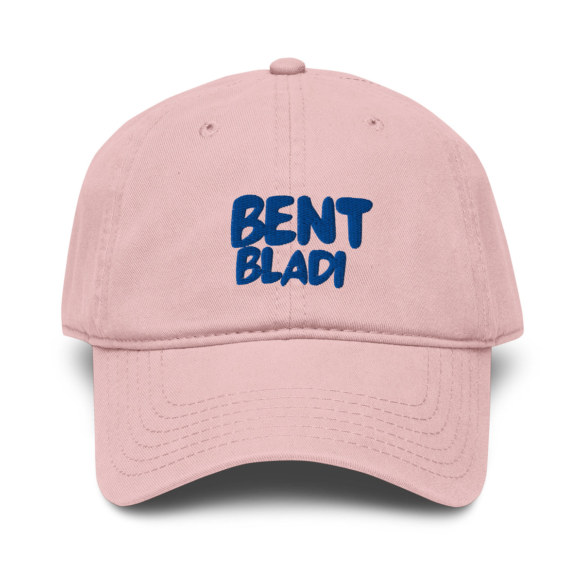 Casquette Bent Bladi de face : broderie, panneaux, œillets, visière